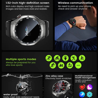 2025New For Android and ios Smart Watch Men AMOLED Screen GPS Motion trajectory Heart Rate Bluetooth Calls SmartWatch Waterproof.