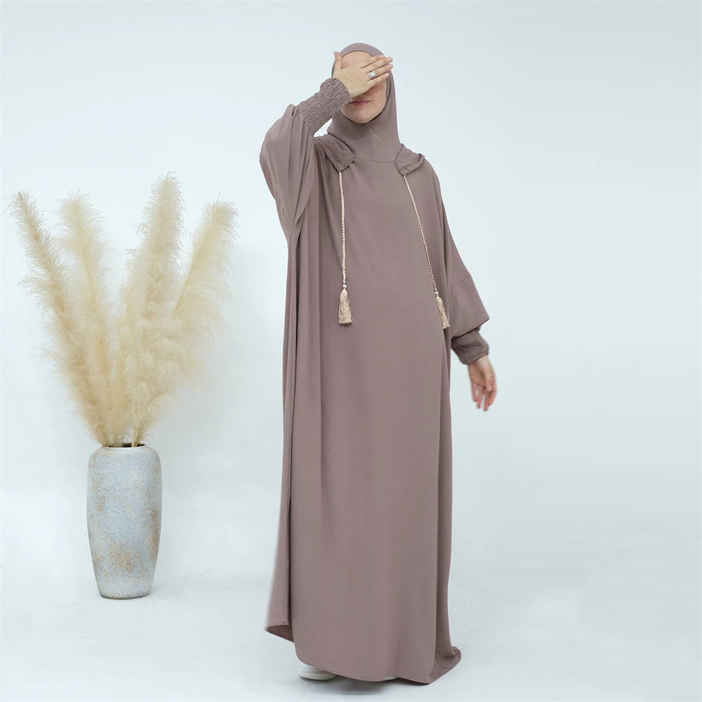 Ramadan Eid Dubai Linen Khimar Abaya Damen Muslim Modal Hijab Dress Kaftan Abayas For Women Kebaya Robe Femme Musulmane.