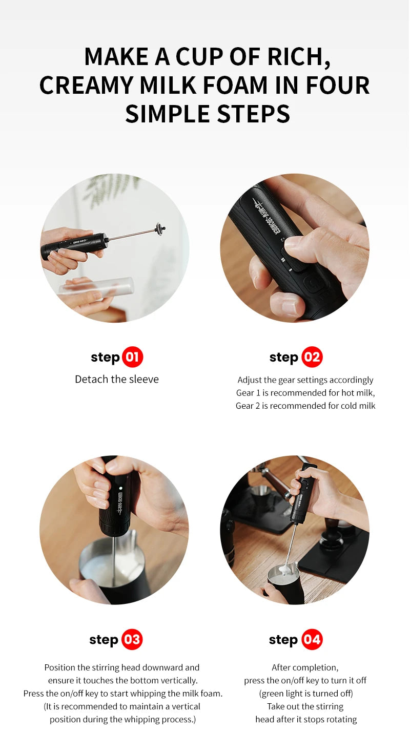 MHW-3BOMBER Official Electric Milk Frother Portable Home Barista Tools Kitchen Accessories