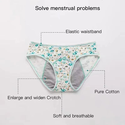 3pcs girl 's Pure Cotton Menstrual Leak-Proof Breathable Briefs Three Layers teenager Physiological Student Mid Waist Pantie.