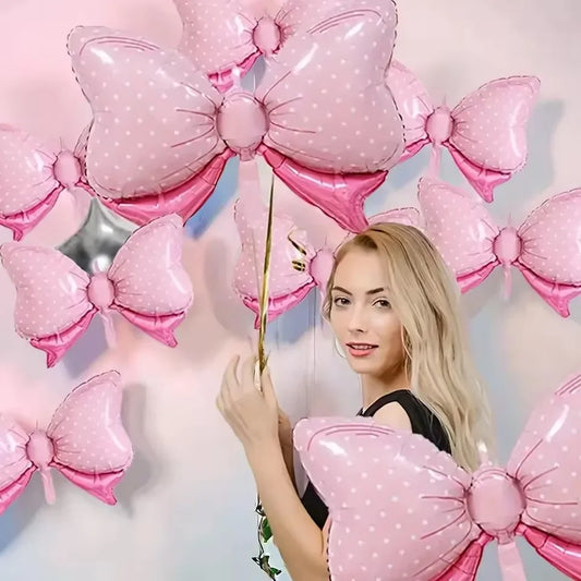 10 stücke Bowknot Ballon Folie Rosa Schleife Kinder Geburtstag Party Decor Schmetterling Ballon Foto Requisiten Jahrestag Event Dekoration.