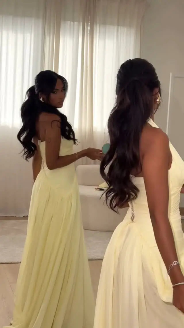 Xijun Moderne Chiffon-lange Abendkleider, Neckholder, ärmellos, A-Linie, Ballkleider, V-Ausschnitt, formelle Anlässe, Ballkleider, individuell gestaltet.