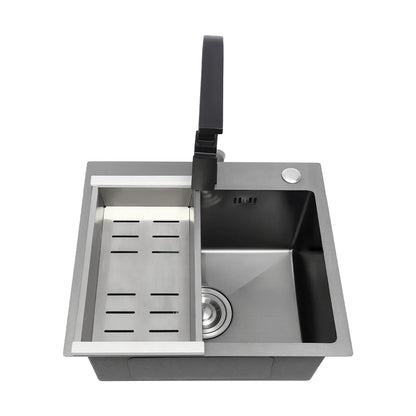 Küchenspüle aus Edelstahl 201 mit Wasserhahn, Seifenspender für Häuser, Restaurants, Wäschezimmer, Keller, 45 x 40 x 20 cm