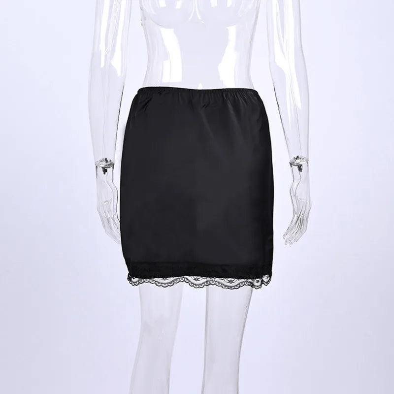 New Lace Patchwork Fashion Mini Skirt Split High Waist Sexy Black Skirt Summer Office Lady Skirt High Street Short Skirt Women