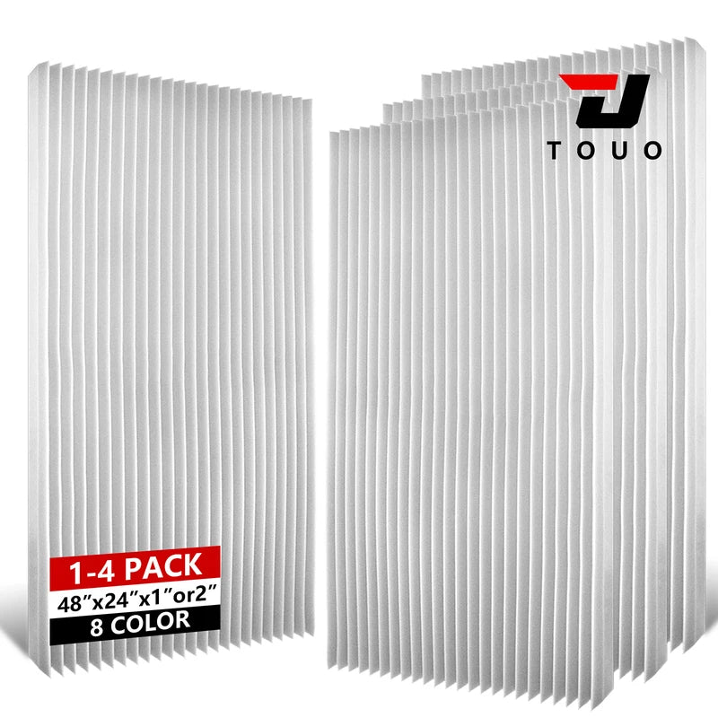 TOUO Acoustic Panels Wedge Foam 47.2"x23.6" 1-4Pack Noise Reducing Soundproof Wall Tiles for Home Theater Bar Studio