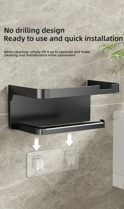 1 Stück wandmontiertes Aufbewahrungsregal, Toilettenpapierhalter, No-Punch Roll Organizer – Badezimmer-Aufbewahrungszubehör