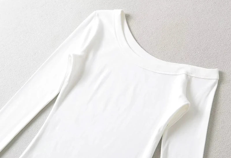 Women's One Shoulder Long Sleeve Fitted Top Elegant Casual Style
