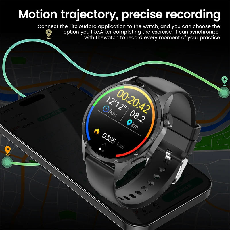 2025 New Men GPS Smart Watch 360 * 360 AMOLED Screen Bluetooth Call NFC Heart Rate Monitoring IP68 Waterproof SmartWatch for Men.