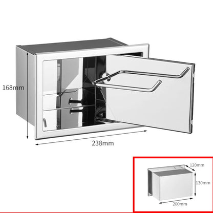 Einbau-Toilettenpapierrollenhalter in Mattschwarz, Aufbewahrungsbox für Seidenpapier aus Edelstahl für Badezimmer, Küche