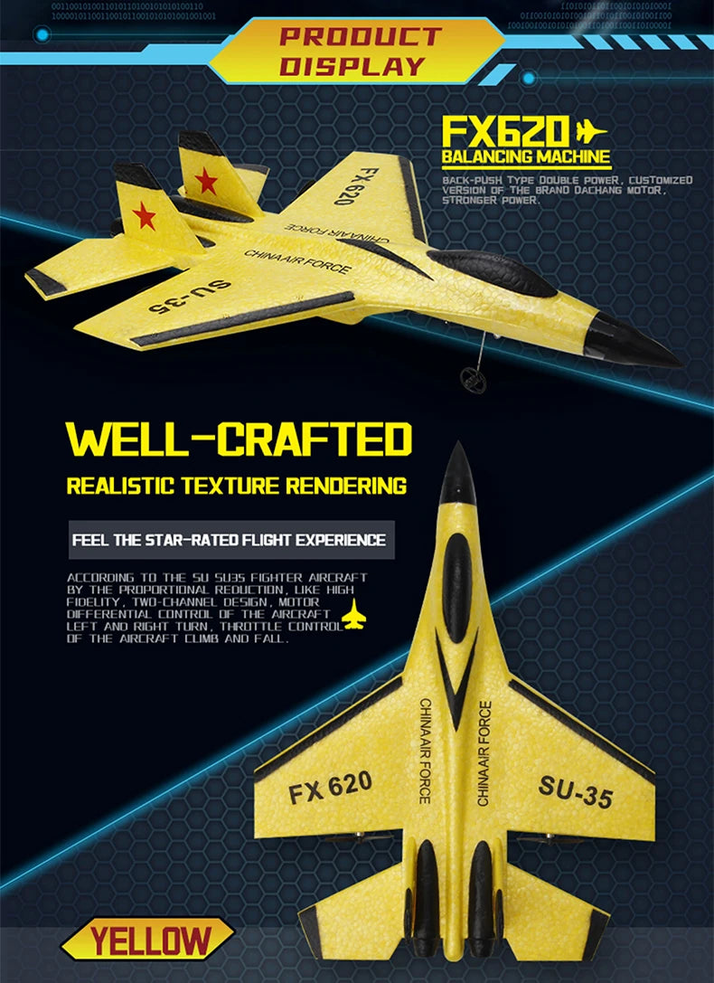 RC Foam Aircraft SU-35 Plane 2.4G Radio Control Glider Remote Control Fighter Plane Glider Airplane Foam Boys Toys for Children.