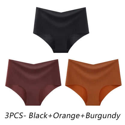3PCS SET High Waist Panties Ice Silk Seamless Panty for Women Plus Size Sexy Comfortable Breathable Underwear S-3XL.