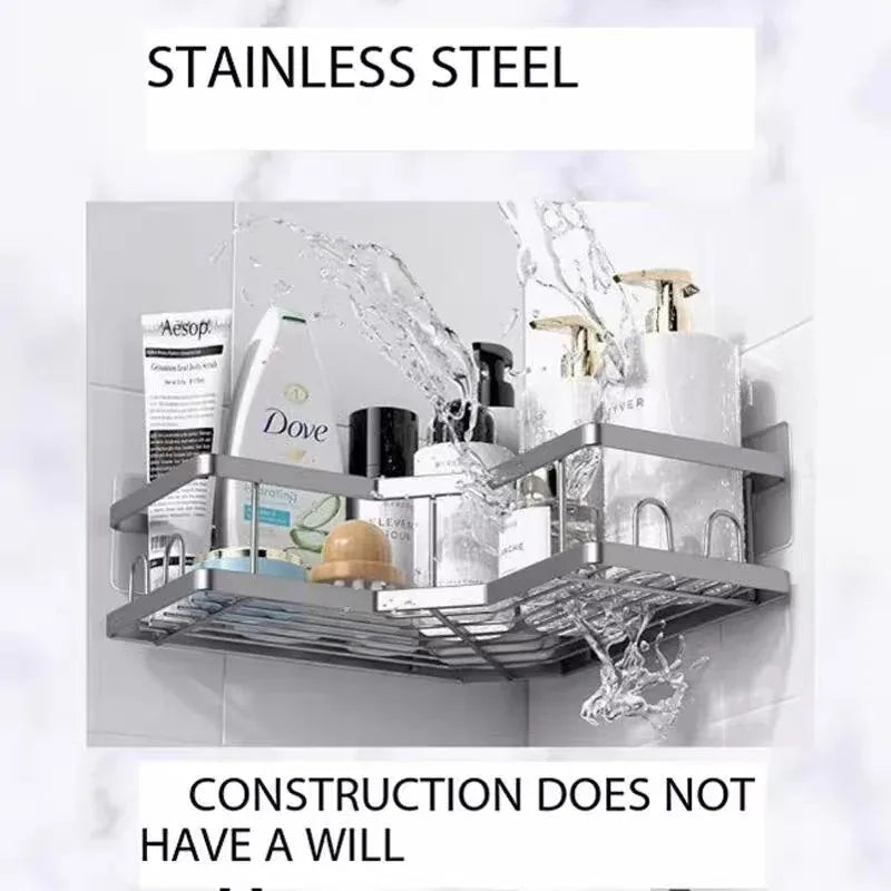 An der Wand montierter Badezimmerregal-Organizer mit verdicktem Eisen-Dreiecksrahmen, Küchen-Eckregal