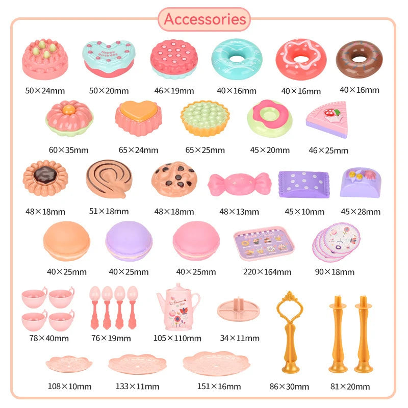 DIY Simulation Tea Food Cake Set Play House Kitchen Afternoon Tea Game Toys Gifts Pretend Play Toy For Children Kids Girls Gift.