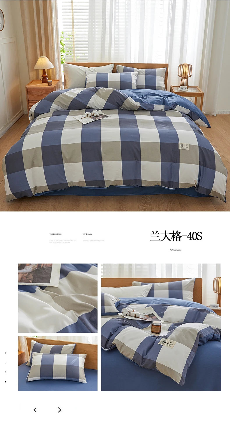2025 new solid color matching pure cotton quilt cover bed four-piece set student dormitory 3-piece set available in all seasons.