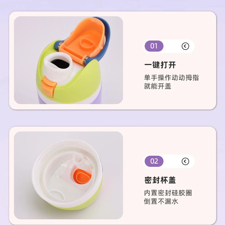 16/19/24/32OZ New 304 Stainless Steel Fitness Cup with Handle, Macaron Colored Insulated Bottle Large Capacity Straw Fruit Cup.