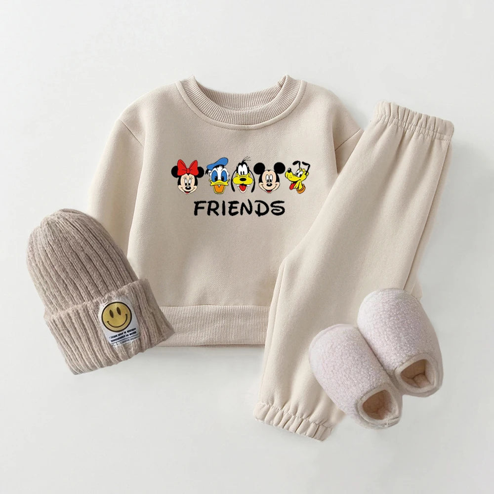 Autumn Baby Girl Clothes Sets Winter Fleece Baby Clothes Outfit Mickey Mouse Toddler Baby Boy Outfit Set.