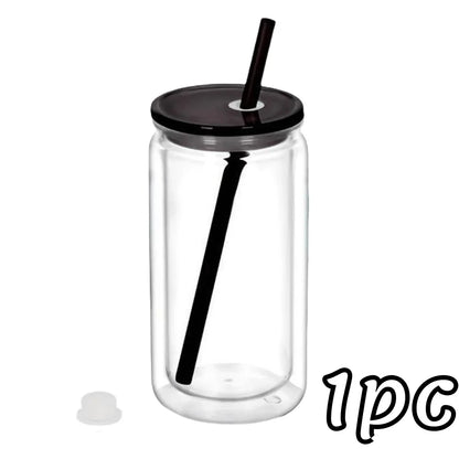 16OZ DIY Snowglobe Tumbler with Pre Drilled Hole Reusable Plastic Water Bottles Break-Resistant Mason Jar Cups for Holiday Gifts