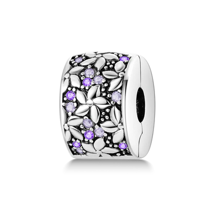 Silver Clasp 925 Sterling Silver CZ pave Clip Charms Daisy Beads Stopper Safety Chain fit Original Bangle Bracelet Jewelry Clip