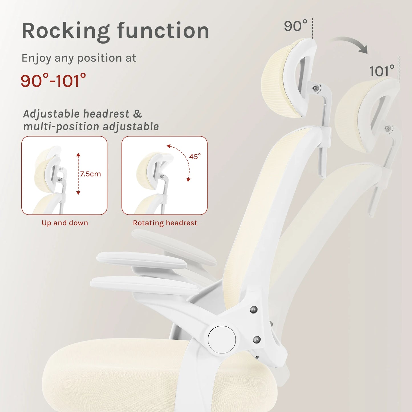 WOLTU Ergonomischer Netz-Bürostuhl, anhebbarer Gaming-Stuhl mit Kopfstütze, verstellbare Lordosenstütze, drehbarer Computerstuhl mit hoher Rückenlehne