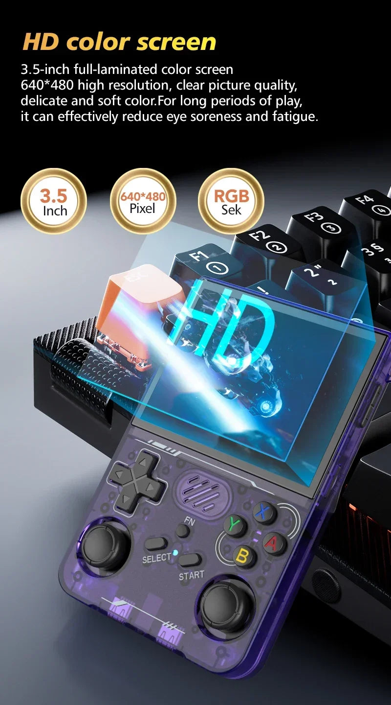 100% ArKOS R36XX Retro Handheld Game Console Linux System 3.5 Inch IPS Screen 64/128GB/256GB Game Player R36S updated version.