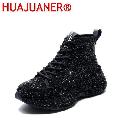 2025 Shiny Rhinestones Thick Sole Autumn Winter Short Ankle Women Boots Women's Shoes for Woman Booties Boots for Women