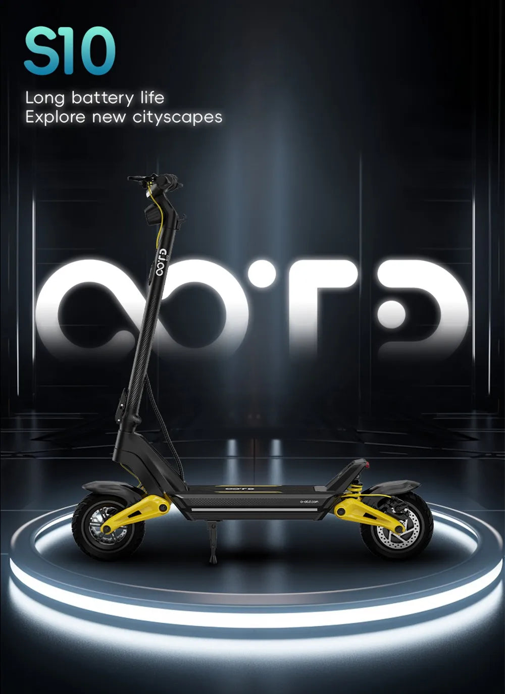 OOTD S10 Folding Electric Scooter 10 Inch Tires 1400W Motor 25km/h Max Speed 48V 20Ah Battery for 60-70km Range 120KG Max Load.