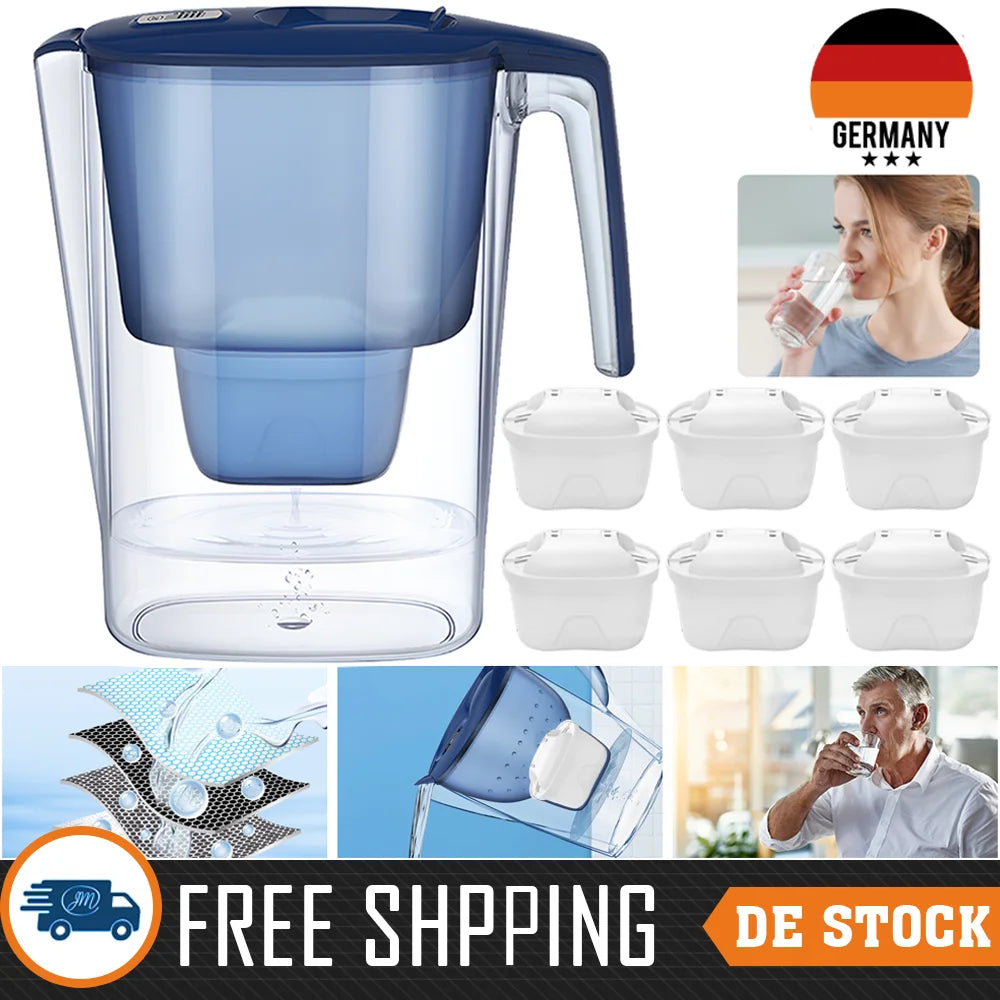 Household Filter Kettle with 6 Filter Device Activated Carbon Water Purifier and Filter Cartridges Non-toxic Filter Wate 3.6L.