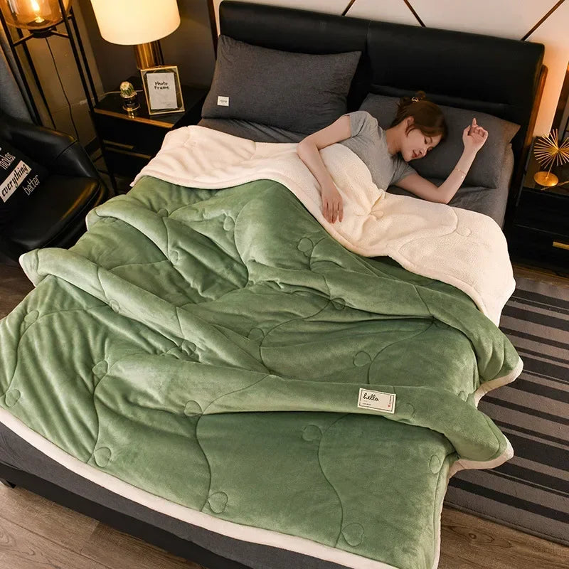 Milk Fleece Autumn Winter Warm Weighted Blankets for Beds European Thickened Beibei Velvet Throw Blanket Warmth Quilt Comforter