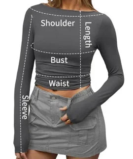 Summer Spring Slim-fitting Women's Clothing New One-neck Long-sleeved T-shirt Blouse Top Skinny Solid Color Tee.