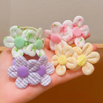 Colorful Flower High Elasticity No-Damage Towel Ring for Girls Cute Baby Hair Ties Comfortable Soft Hair Bands for Kids.