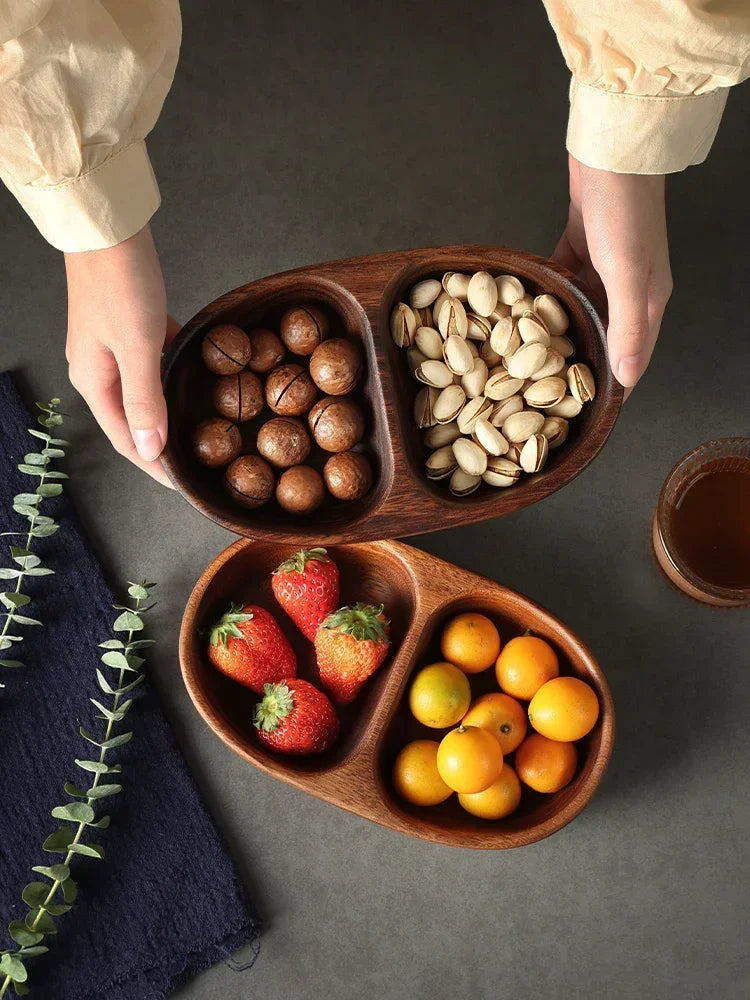 Solid Wood Tray Acacia Wood Premium Kung Fu Tea Small Tray Fruit Snacks Nuts Dessert Plate Desktop Storage Tableware.