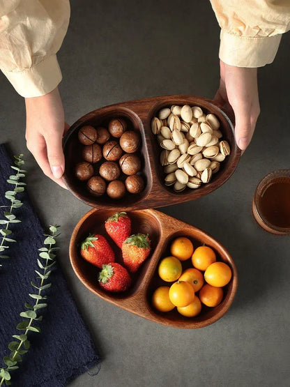 Solid Wood Tray Acacia Wood Premium Kung Fu Tea Small Tray Fruit Snacks Nuts Dessert Plate Desktop Storage Tableware.