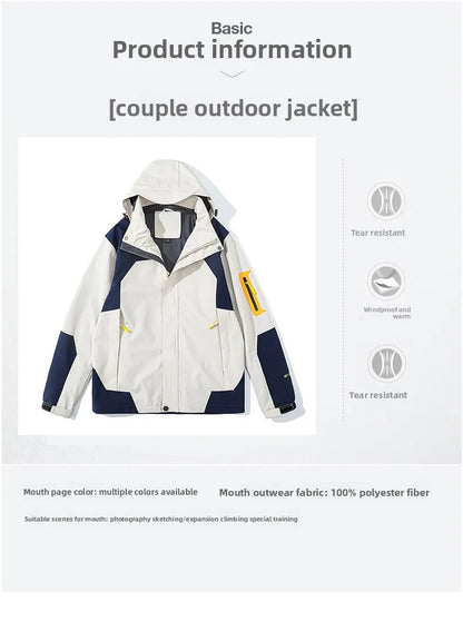 Men's Single-layer Hiking Jacket Patchwork Hooded Hiking Coat Men Color Block Windbreaker Jackets Outdoor Mountaineering Coats.