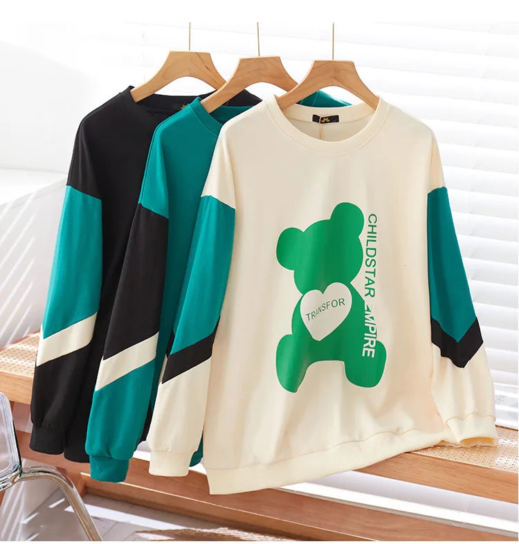 150Kg Plus Größe frauen Fehlschlag 157 Frühling Lose Langarm Rundhals Gedruckt Casual Sweatshirt 6XL 7XL 8XL 9XL 10XL 3-Farben.