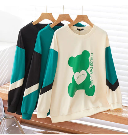 150Kg Plus Größe frauen Fehlschlag 157 Frühling Lose Langarm Rundhals Gedruckt Casual Sweatshirt 6XL 7XL 8XL 9XL 10XL 3-Farben.