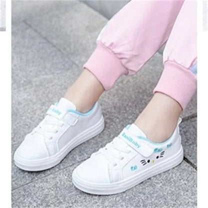 2023 Children's Little White Shoes Girls' Student Flat Bottom Casual Sports Shoes Low Top Spring Korean Plate Shoes.