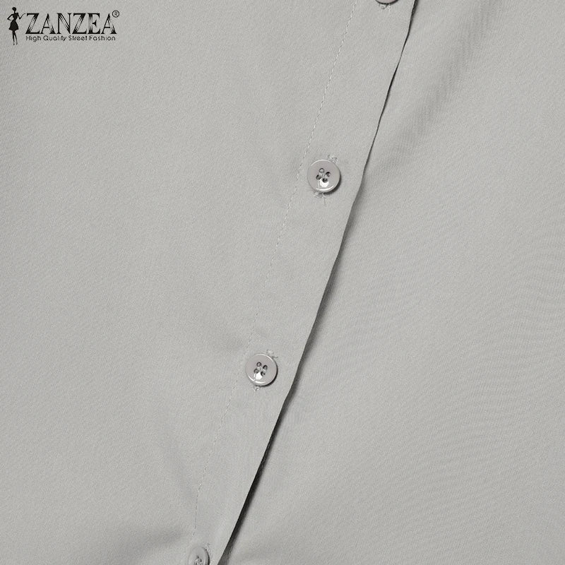 2025 ZANZEA Autumn Outfits 2PCS Women Work Matching Sets Fashion Spring Long Sleeve Blouse Pant Sets Casual Solid OL Tracksuits.