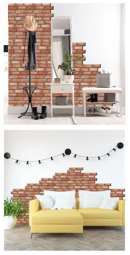 10PCS 3D Self Adhesive Foam Wall Stickers Waterproof Wallpaper Panels for Living Room Bedroom Dining TV Background Decor