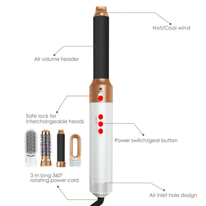 Multi Functional 5-in-1 Electric Hair Brush Dyson Airwraps Hair Dryer Brush Hot Air Comb Straight Hair Brush Curling Iron.