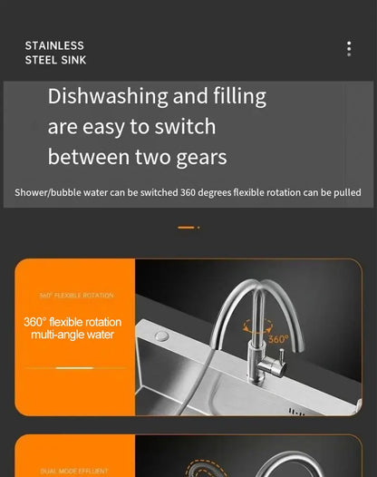 Thickened 304 Stainless Steel Single Sink Kitchen Sink Undermount Dishwashing Trough for Home Improvement