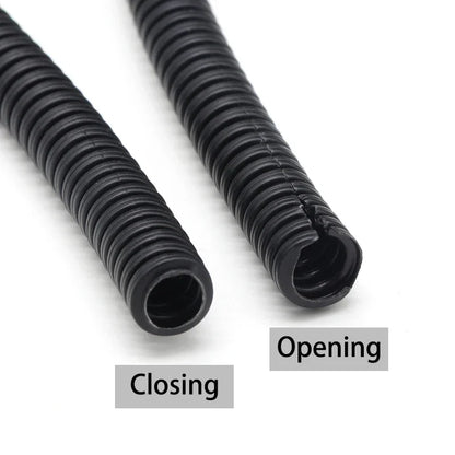 1/5/10M Black Wire Conduit Convoluted Tubing Wire Threading Plastic Sleeve Flexible Split Loom Wire Cover Cable Wrap Protector.