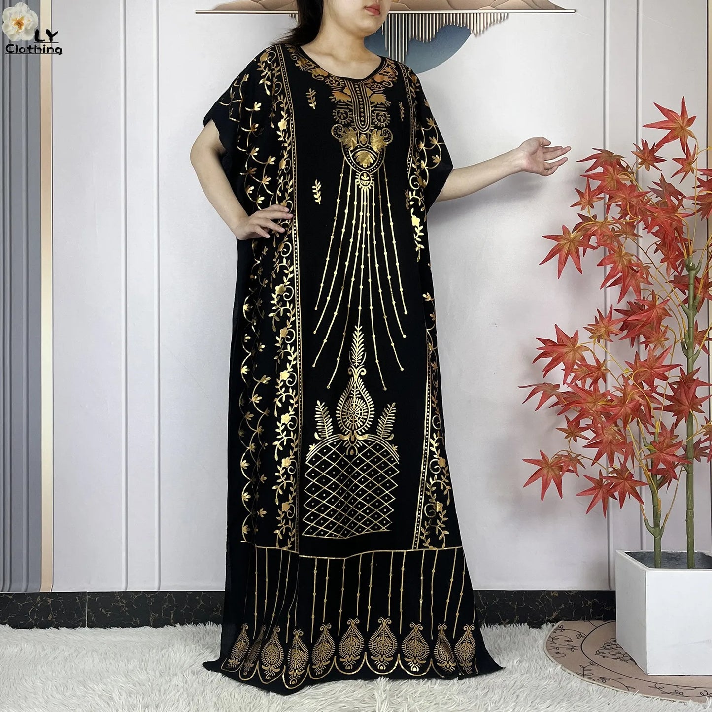 Neue Sommer Abaya für Frauen lässig Kurzarm weiches Baumwoll kleid Dubai Kaftan lose Dame Maxi Islam afrikanisches Kleid mit großem Schal.