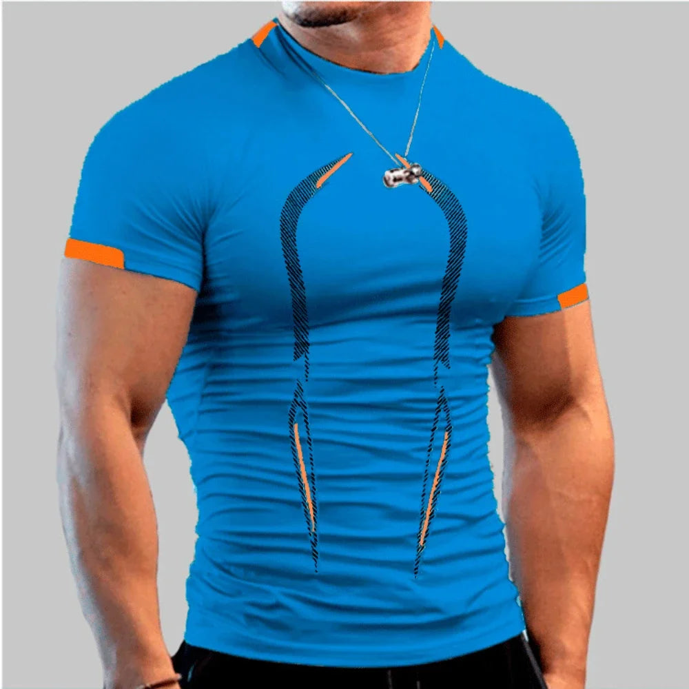 New Summer Sportswear Gym Breathable T Shirt Men Quick Drying Jogging T-Shirt Men Training Tees Fitness Tops Running T-shirt.