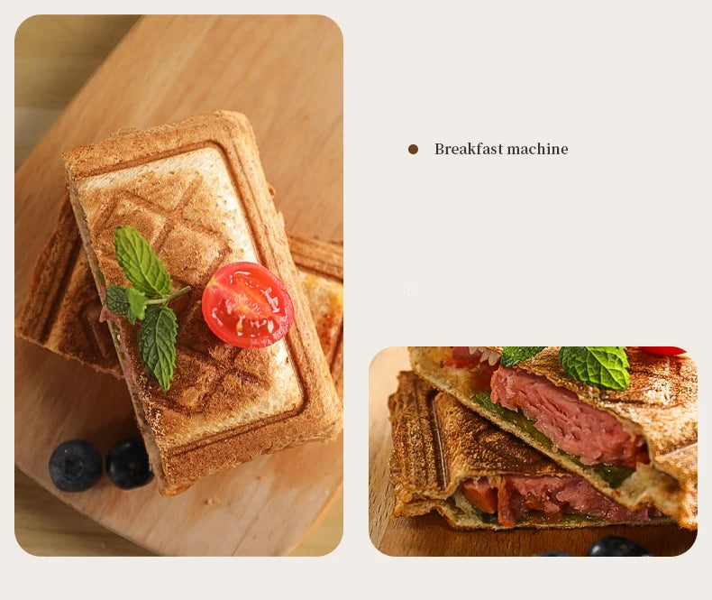 600W Electric Sandwich Maker Waffle Maker Multi-baker Breakfast Machine Toaster Baking Pancake Sandwichera Double Side Heat.