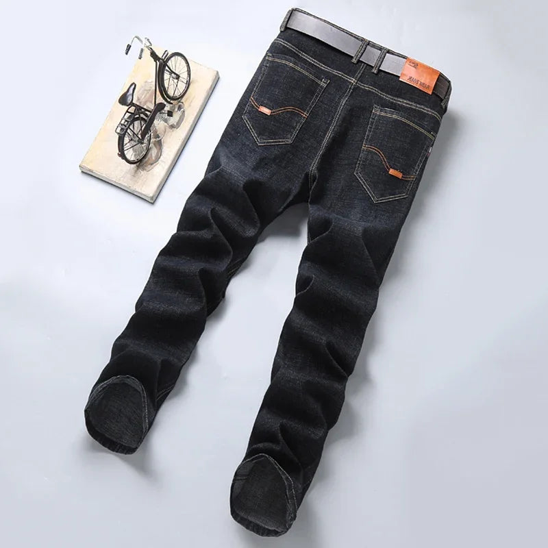 2025 Men's New Men's Fashion Casual Jeans Classic Style Casual Stretch Slim Fit Jeans Men's Denim Pants Black Blue Men's Style.