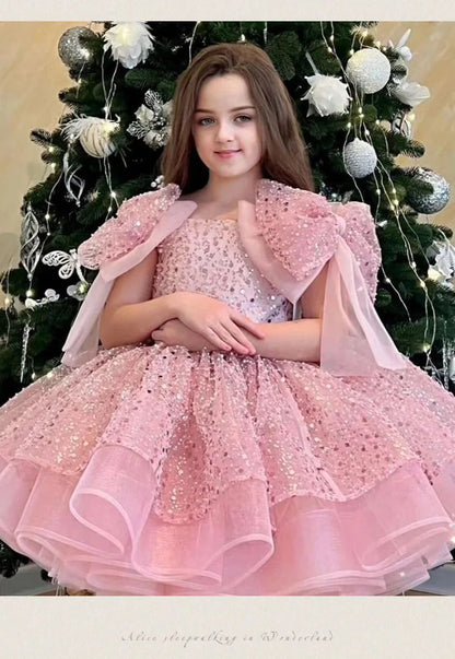 2024 neue Mädchen kleider für formelle Anlässe große Schleife und flauschige Ballett leistung Ballkleid Geburtstags kind Prinzessin Kleid.