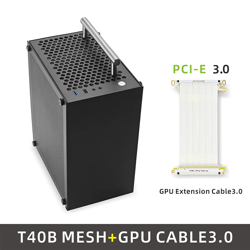 METALFISH T40 Mini ITX Black Case 7L Gaming Computer Chassis Compact transparent PC Support SFX PSU/70mm Cooler With Handle