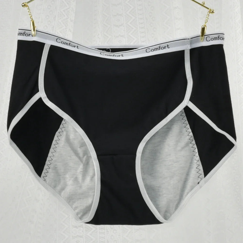 1Pack Women's Period Underwear Mid Waist Anti-Leakage Cotton Panties Comfortable Menstrual Briefs for Teens Ladies Intimates