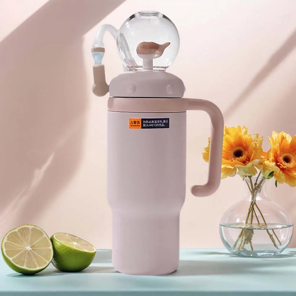 24oz Stainless Steel Whale Fountain Tumbler Straw Water Cups Kids Adults Travel Water Bottles Whale Water Cups Car Water Bottle.