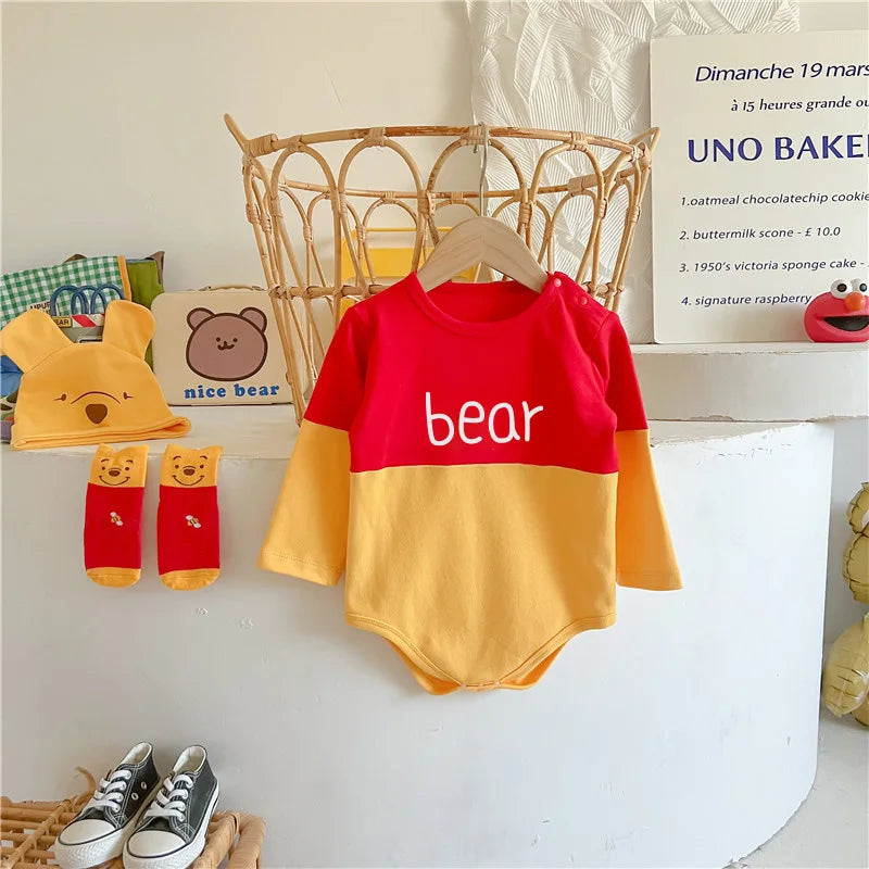 Winnie The Pooh Bär Baby Body Neugeborenen Langarm Strampler Kleinkind Jungen Mädchen Overall Kleidung K3529.